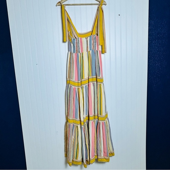 Anthropologie By Together Striped Multicolor Maxi Dress S Square Neck Smocked - Picture 4 of 8